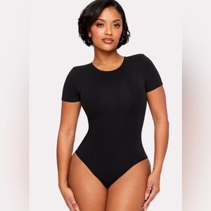 NWT Fabletics Yitty Collection Snug Cotton Short Sleeve Black bodysuit Sz XS